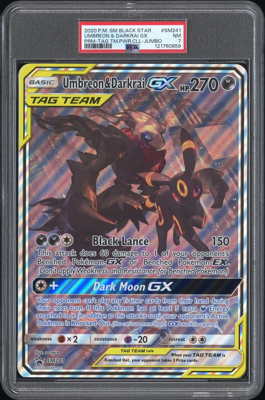 Umbreon & Darkrai GX SM241 Tag Team Sun & Moon JUMBO PSA 7 2