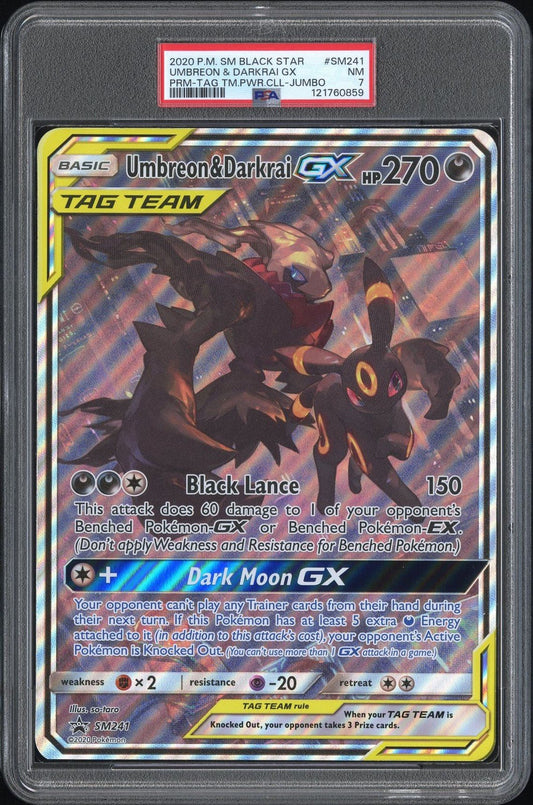 Umbreon & Darkrai GX SM241 Tag Team Sun & Moon JUMBO PSA 7 2