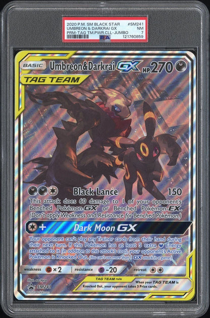 Umbreon & Darkrai GX SM241 Tag Team Sun & Moon JUMBO PSA 7 2