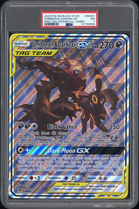 Umbreon & Darkrai GX SM241 Tag Team Sun & Moon JUMBO PSA 7
