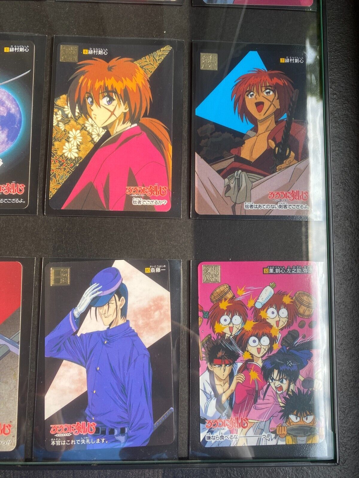 Vintage Mixed Rurouni Kenshin Carddass Part 1 Bandai 1996 Japanese Framed Lot