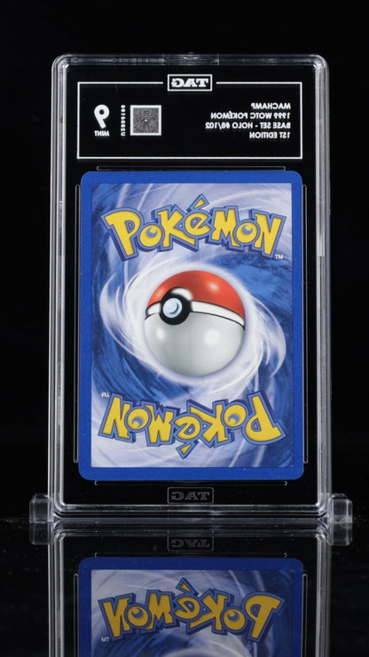 Wizards of the Coast 1999 Pokemon Base Set Machamp 8/102 Holo TAG 9 SWIRL