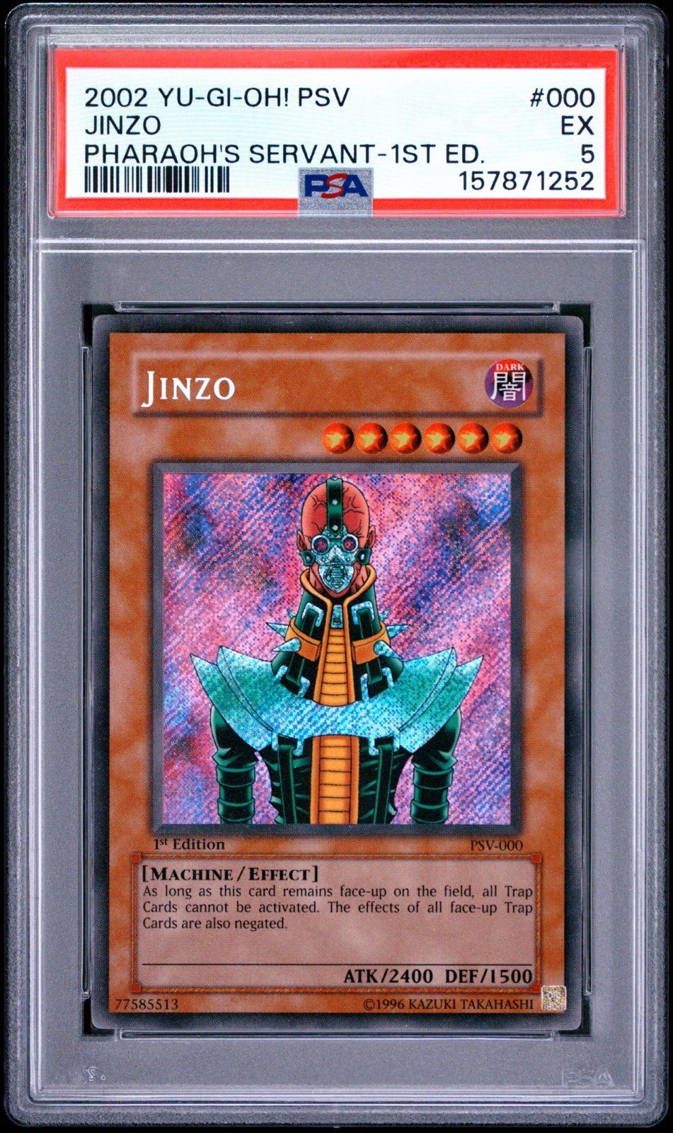 Yu-Gi-Oh! 2002 Pharaoh's Servant 1st Edition Jinzo PSV-000 PSA 5 English