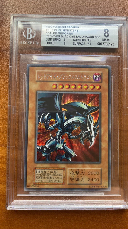 YU - GI - OH JAPANESE SEALED MEMORIES PROMO RED - EYES BLACK METAL DRAGON BGS 8 PSA