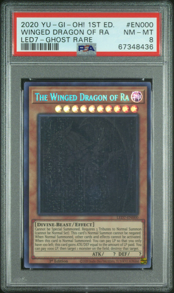 Yu - Gi - Oh! Winged Dragon of Ra LED7 - EN000 1st Edition Ghost Rare PSA 8