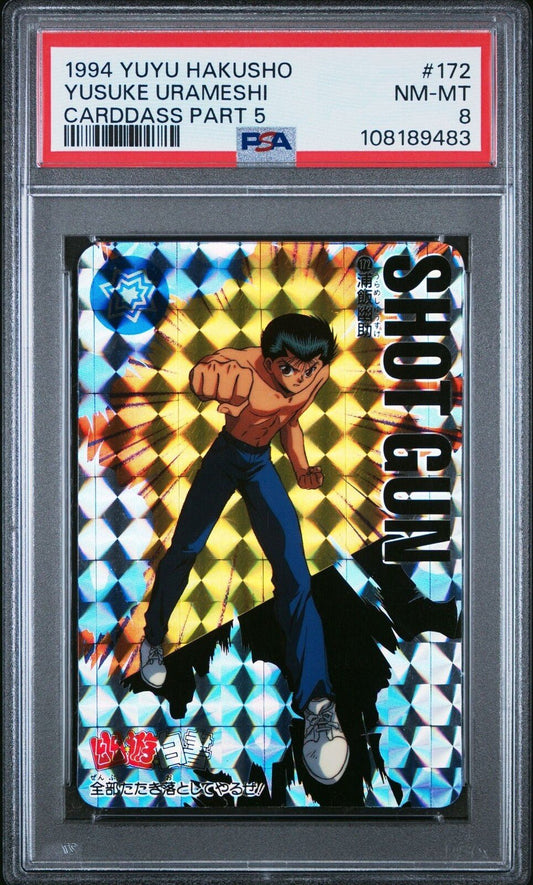 Yu Yu Hakusho Japanese Carddass 5 172 Shot Gun Yusuke Urameshi PSA 8