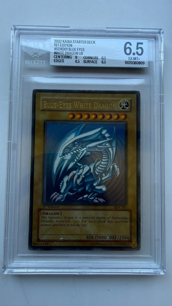 YUGIOH BLUE-EYES WHITE DRAGON SDK-001 ULTRA 1ST NA-ENGLISH 2002 BGS 6.5