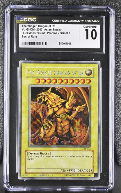 Yugioh CGC 10 The Winged Dragon of Ra GBI - 003 Secret Rare Promo