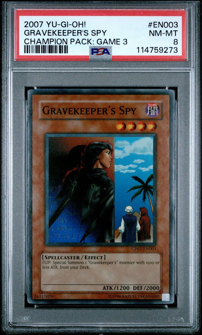 YUGIOH CP03 - EN003 GRAVEKEEPER'S SPY SUPER RARE HOLO PSA 8