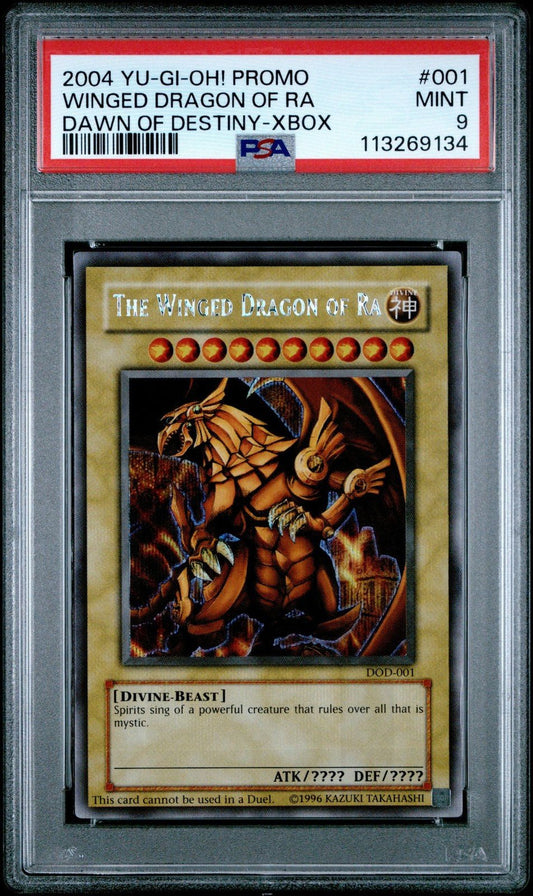 Yugioh Dawn of Destiny Xbox DOD - 001 PSA 9 Winged Dragon Of Ra Secret Rare
