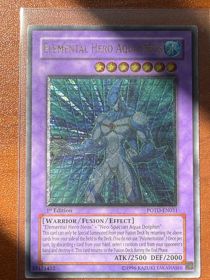 Yugioh Elemental Hero Aqua Neos POTD - EN031 Ultimate Rare 1st Edition LP+