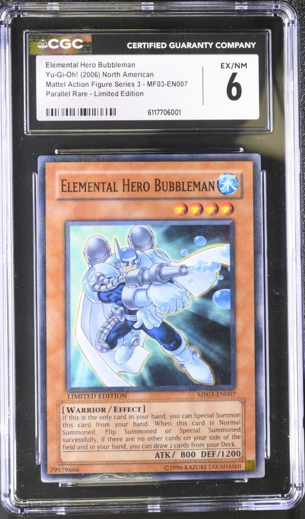 Yugioh Elemental Hero Bubbleman MF03 - EN007 Mattel Action Figure Series 3 CGC 6