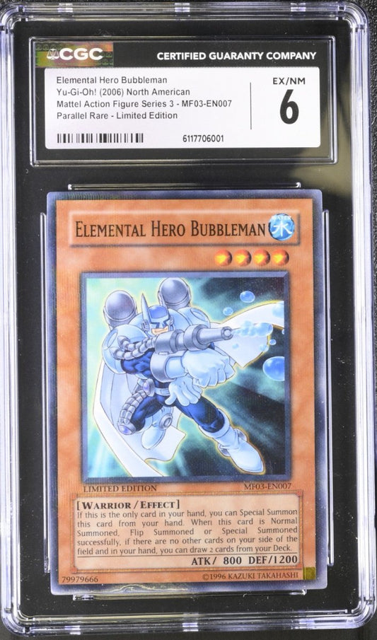 Yugioh Elemental Hero Bubbleman MF03 - EN007 Mattel Action Figure Series 3 CGC 6