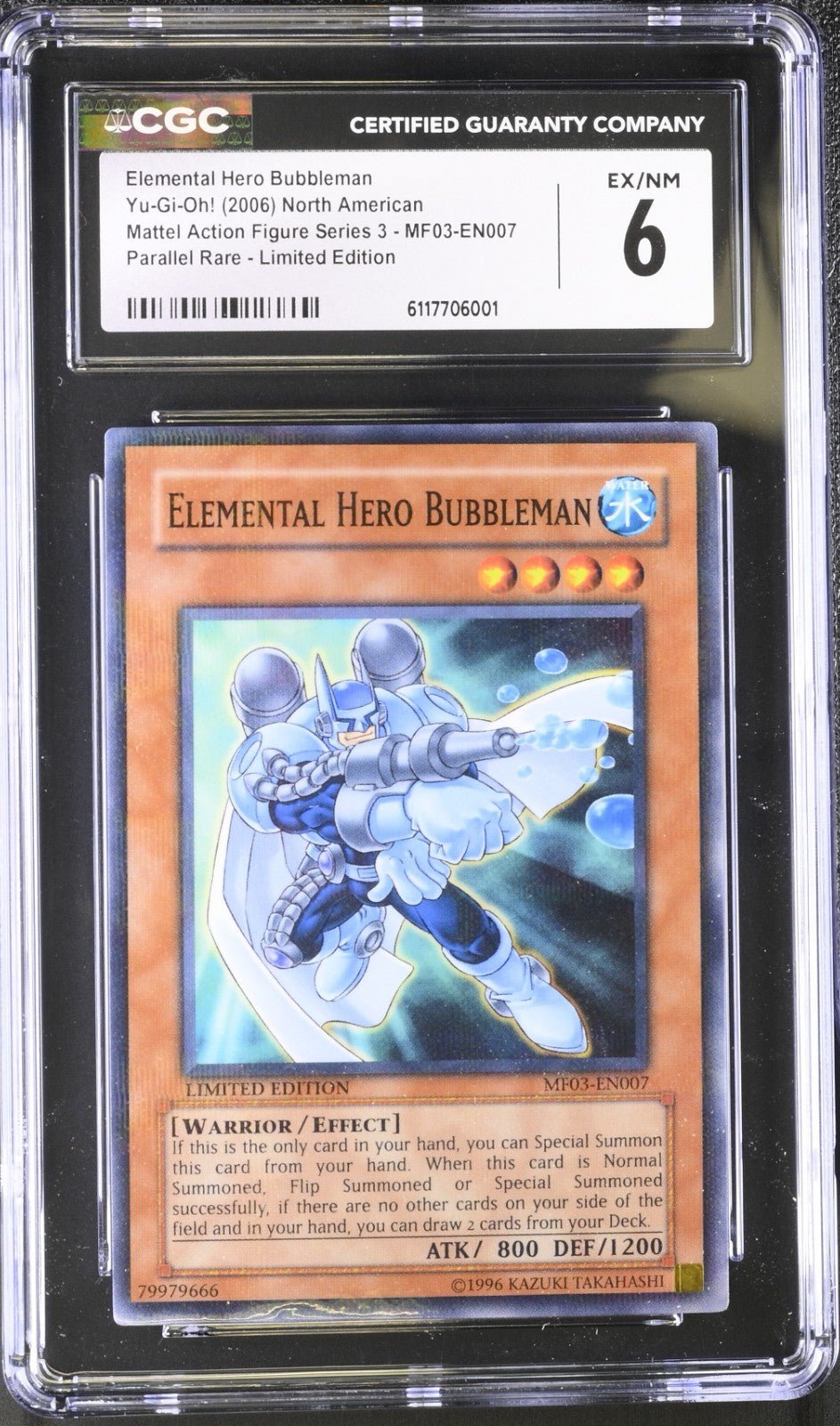 Yugioh Elemental Hero Bubbleman MF03-EN007 Mattel Action Figure Series 3 CGC 6