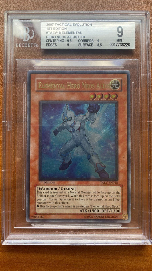 YuGiOh Elemental Hero Neos Alius TAEV - EN018 1st Edition Ultimate Rare BGS 9 PSA