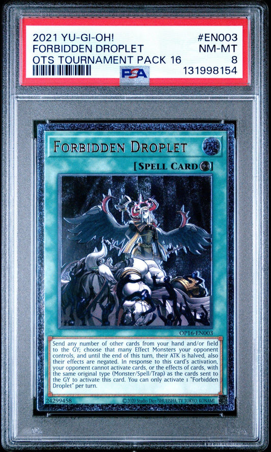 YUGIOH FORBIDDEN DROPLET OP16 - EN003 ULTIMATE PSA 8