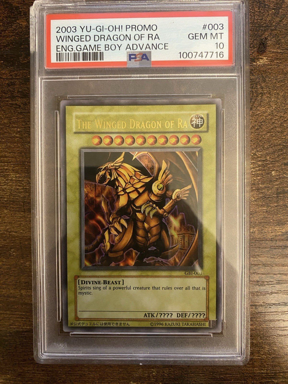 YUGIOH GBI - 003 WINGED DRAGON OF RA ULTRA RARE PSA 10 READ