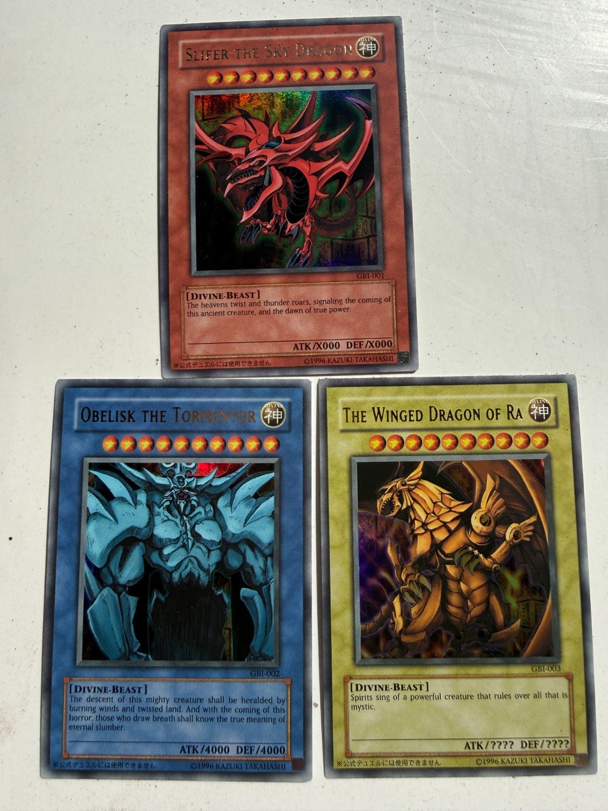 YuGiOh God Ultra Rare GBI-001 GBI-002 GBI-003 Set Game Boy Japanese NM-