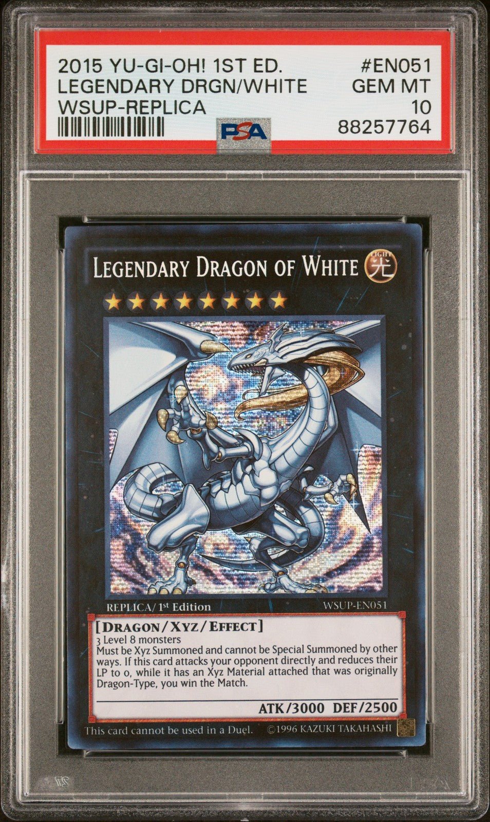 Yugioh Legendary Dragon Of White WSUP - EN051 Magician of Dark EN052 PSA 10 Seq
