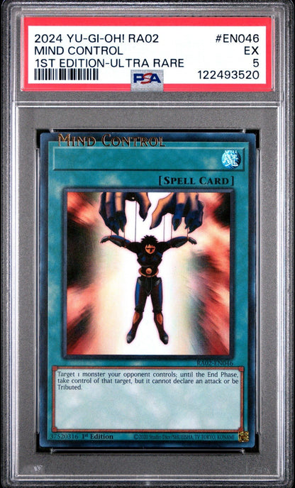 YuGiOh MIND CONTROL RA02-EN046 1st ED ULTIMATE RARE NAME SHIFT MISPRINT PSA 5