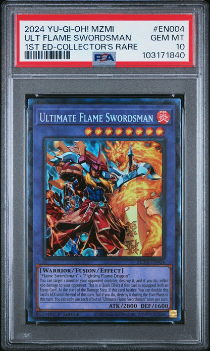 Yugioh MZMI - EN004 Ultimate Flame Swordsman Collectors Rare 1st Edition PSA 10