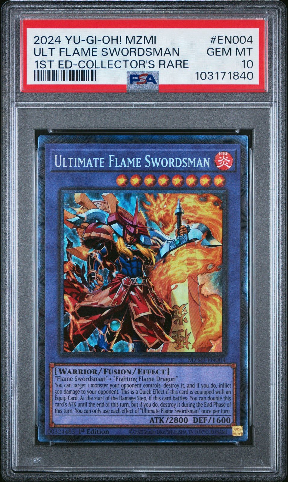 Yugioh MZMI - EN004 Ultimate Flame Swordsman Collectors Rare 1st Edition PSA 10