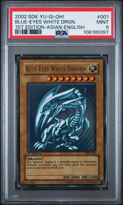 YuGiOh PSA 9 Blue Eyes White Dragon SDK - 001 Ultra 1st Edition Asian English