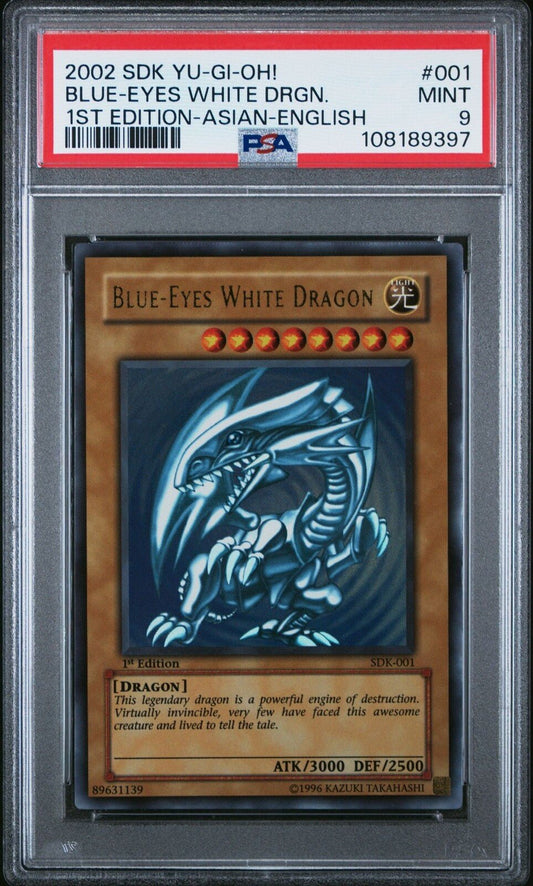 YuGiOh PSA 9 Blue Eyes White Dragon SDK - 001 Ultra 1st Edition Asian English