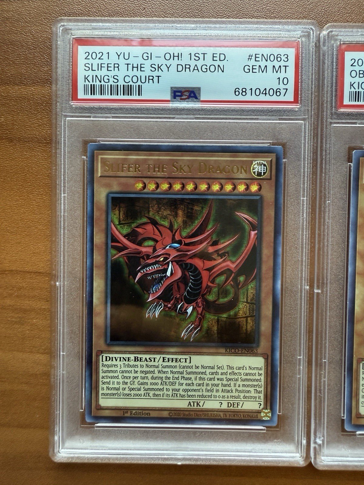 Yugioh Slifer The Sky Dragon Obelisk Tormentor Winged of Ra PSA 10 KICO EN063 64
