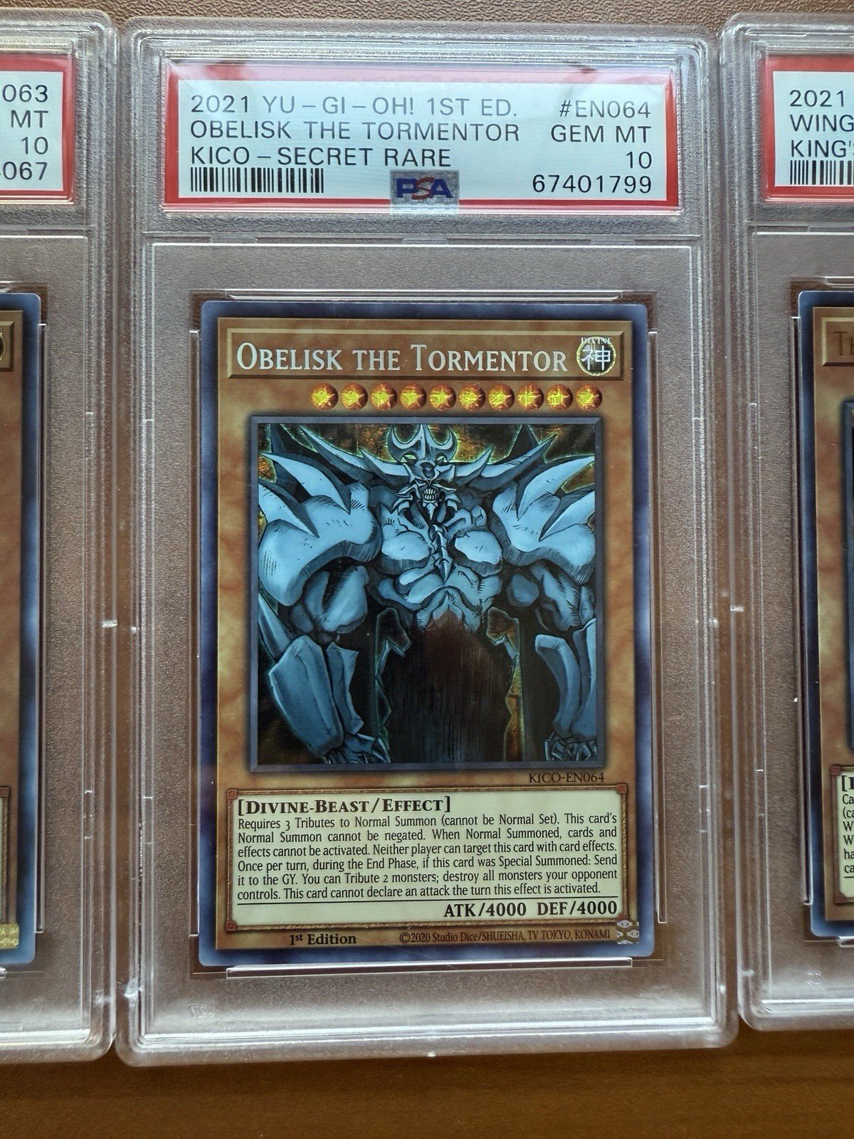 Yugioh Slifer The Sky Dragon Obelisk Tormentor Winged of Ra PSA 10 KICO EN063 64