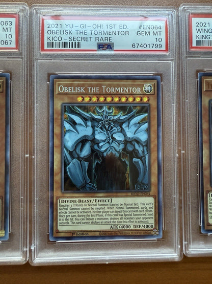 Yugioh Slifer The Sky Dragon Obelisk Tormentor Winged of Ra PSA 10 KICO EN063 64